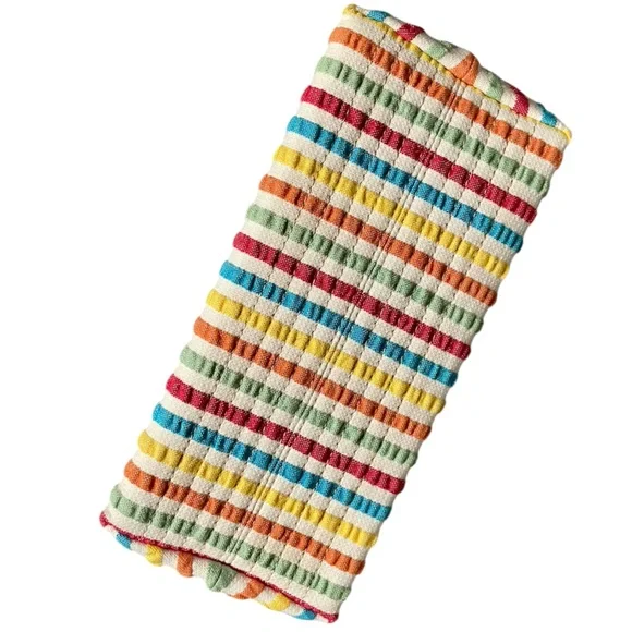 Dooney & Bourke Seersucker Multicolor Stripe Shoulder Bag w/ Bold Pink Interior - Picture 5 of 10